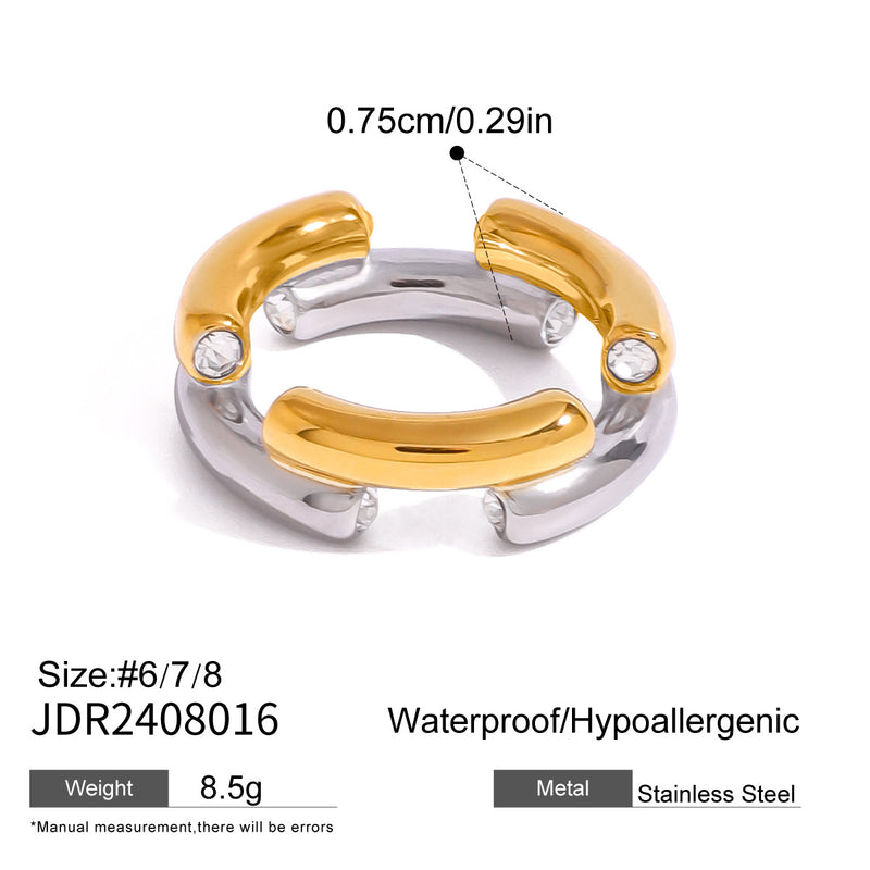 Stainless steel color-block ring