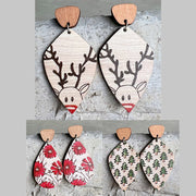 Wooden Christmas earrings - wallojewerly 