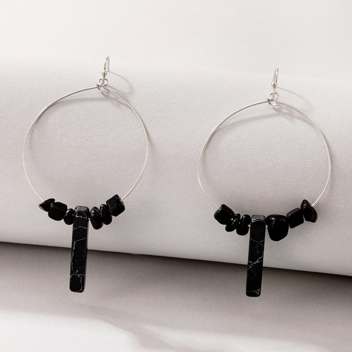 Retro geometric hollow round earrings pearl diamond alloy earrings