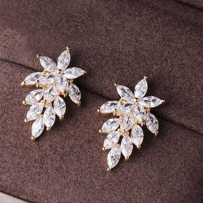 Pendientes de cristal con diamantes y ojo de caballo súper brillantes