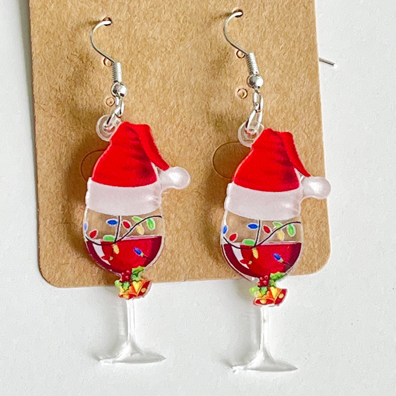 Red acrylic Christmas earrings - wallojewerly 