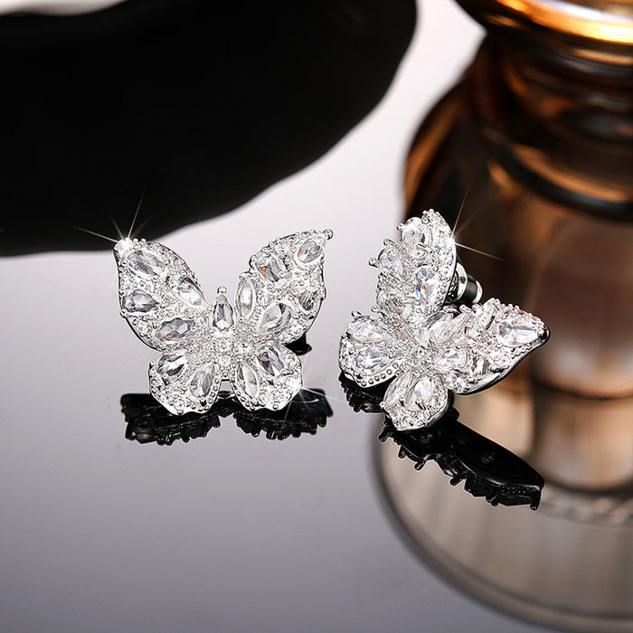 Butterfly zircon earrings niche light luxury earrings