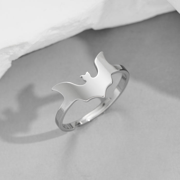 Vintage punk bat ring, Halloween stainless steel open ring wholesale