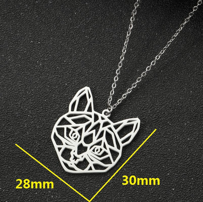 Origami tiger pendant necklace, stainless steel zodiac niche luxury clavicle chain