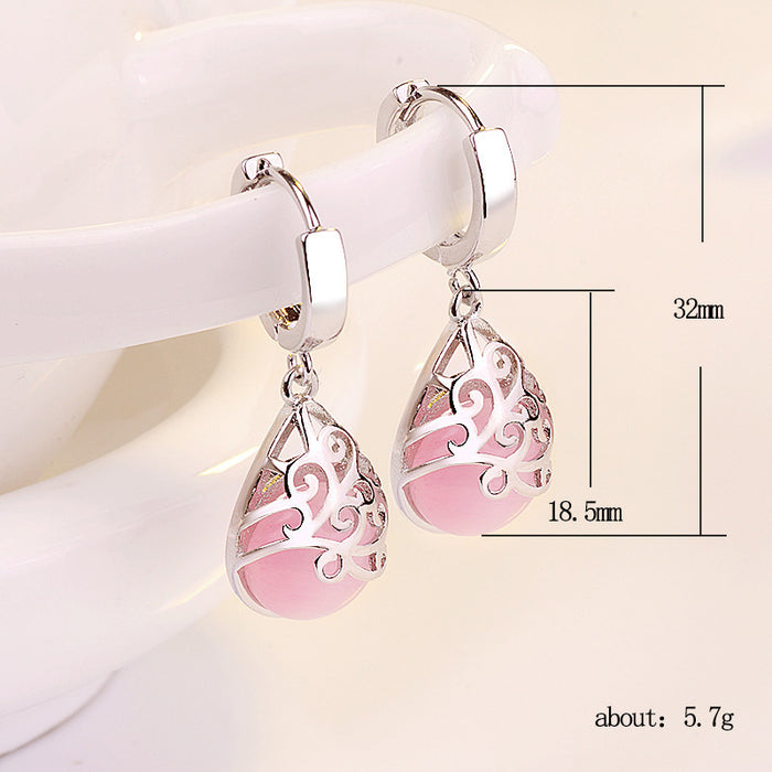 Hollow oval earrings for women zircon stud earrings