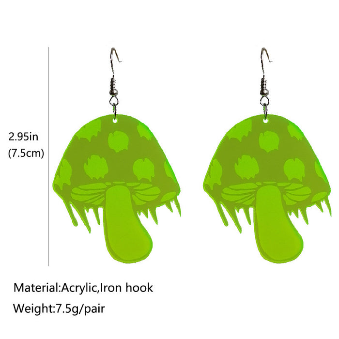 Green mushroom acrylic earrings