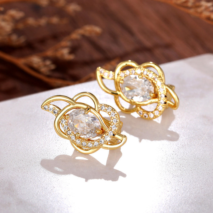 Women's earrings with diamonds, fashionable and trendy earrings