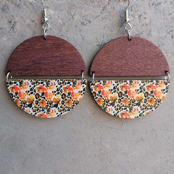 Wooden semicircular earrings