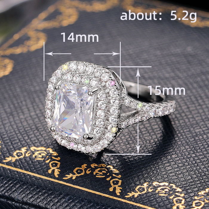 Classic light luxury square princess ring, engagement ring