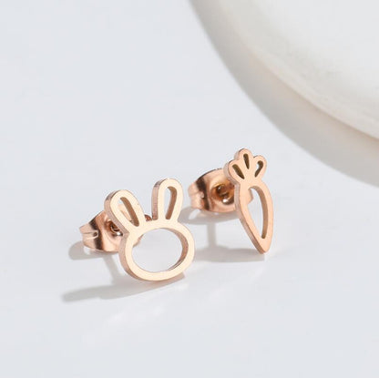 Mini rabbit earrings, new style sweet cute simple hollow earrings Korean fashion earrings wholesale