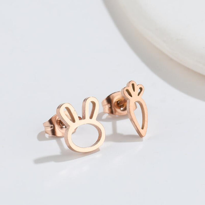 Mini pendientes de conejo, nuevos pendientes huecos simples y lindos de estilo dulce, pendientes de moda coreana al por mayor