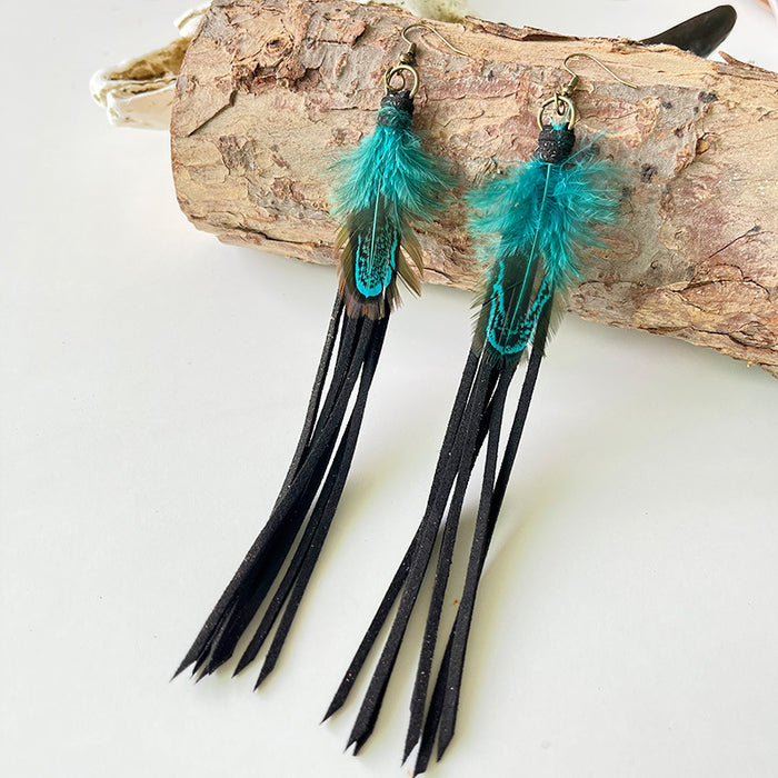 Exaggerated Long Tassel Bohemian Earrings with Western Vintage Style