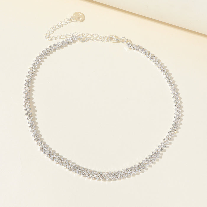 Conjunto de collar de novia: elegante joyería de diamantes de imitación para bodas y sesiones de fotos