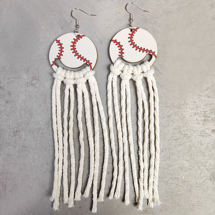 World Cup Long Tassel Earrings with Sports Themes