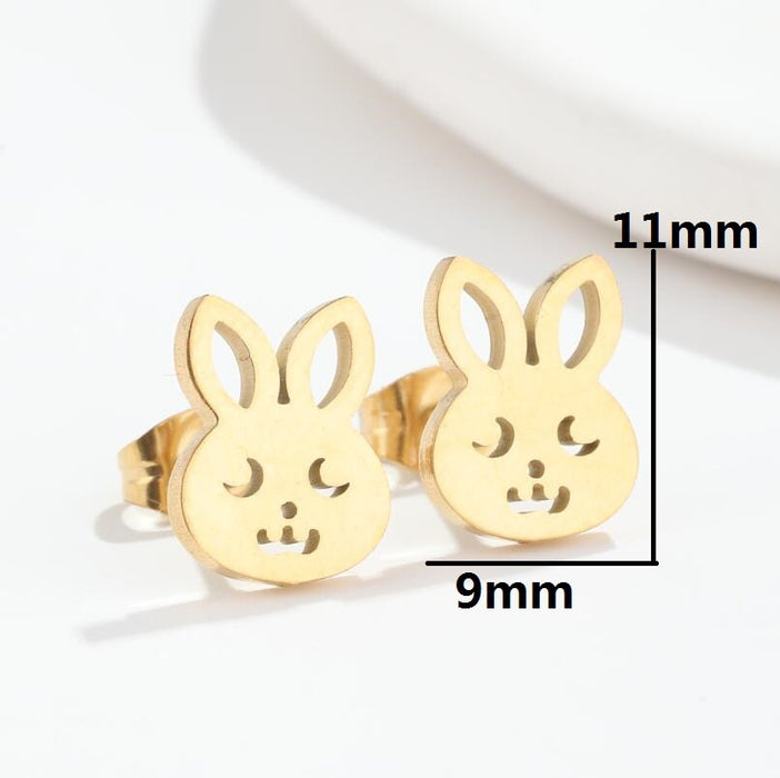 Rabbit Stainless Steel Stud Earrings - Cute and Playful Animal Jewelry