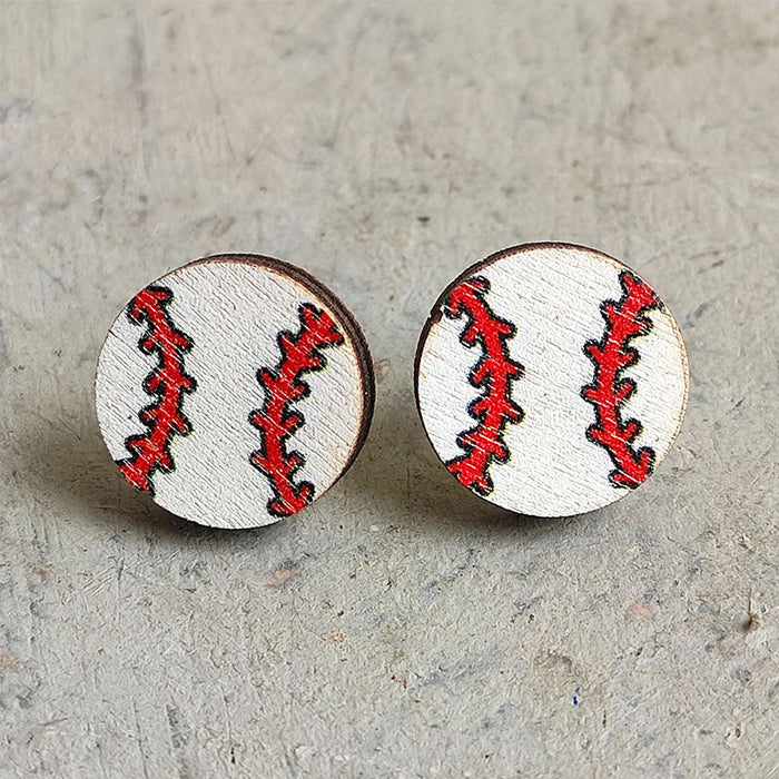 Wooden Rugby Earrings