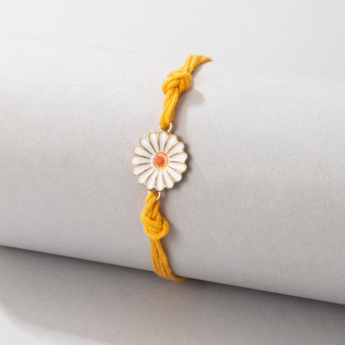 Minimalist Ins-Style Yellow Daisy Flower Single Layer Anklet