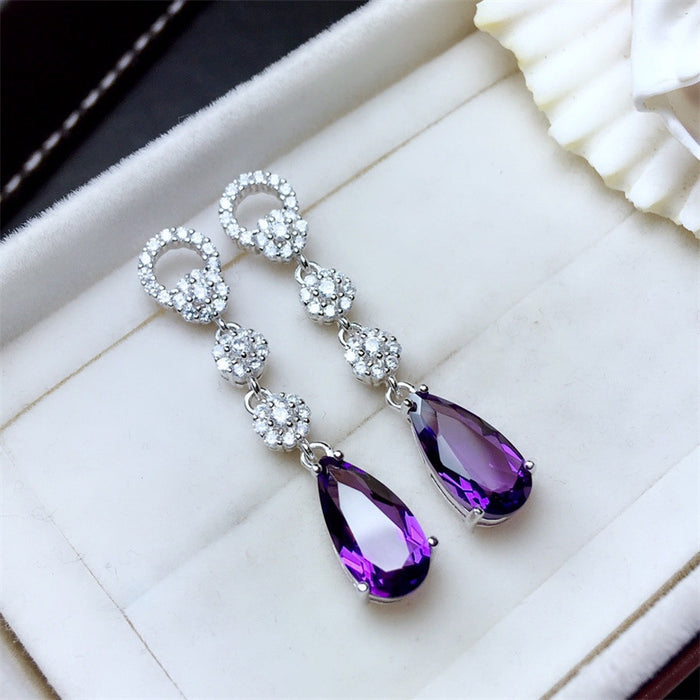 Amethyst and zircon earrings