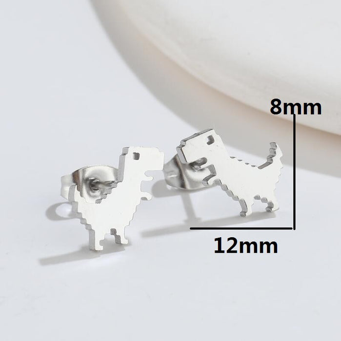 Pendientes de dinosaurio Tyrannosaurus Rex, mini pendientes sencillos de acero inoxidable de animales pequeños, nuevos pendientes de comercio electrónico transfronterizo