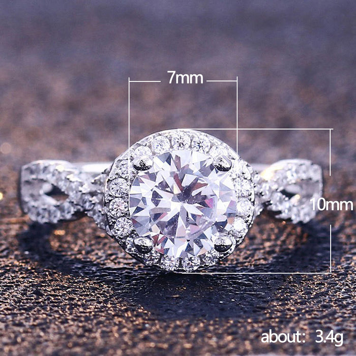 Anillo de oro blanco bañado en cobre con circonitas, anillo de bodas de gran venta