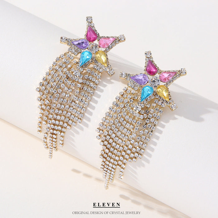 Luxury Sparkling Tassel Earrings - Elegant Chain Dangles for a Chic Look