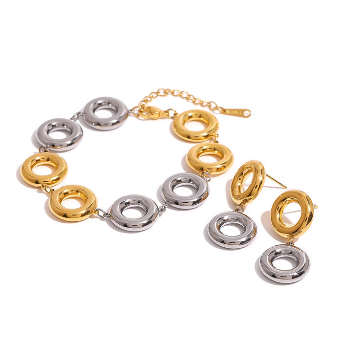 Gold and silver color matching circle bracelet, fashion titanium steel, non-fading earrings jewelry