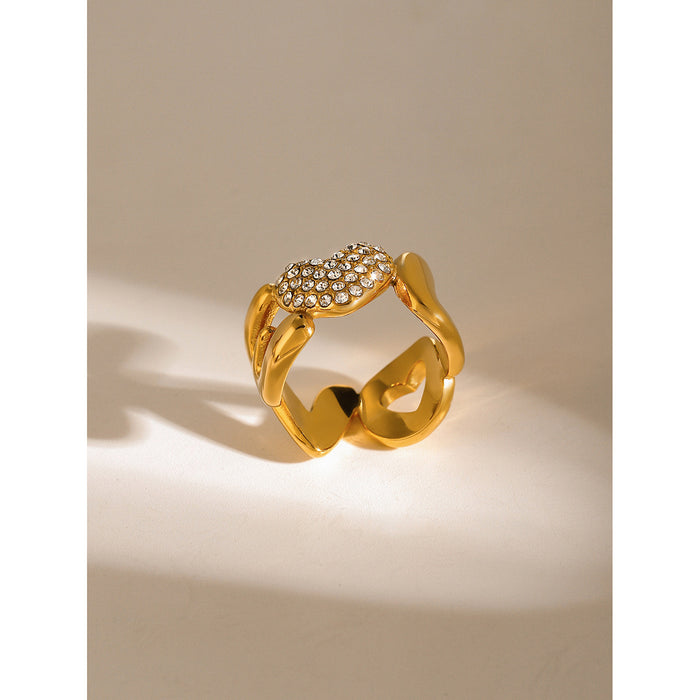 Minimalist 18K Gold Plated Stainless Steel Ring with Textured Finish