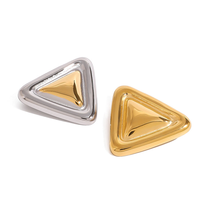 Gold and silver chubby geometric brooch High-grade simple stainless steel autumn and winter coat accessories