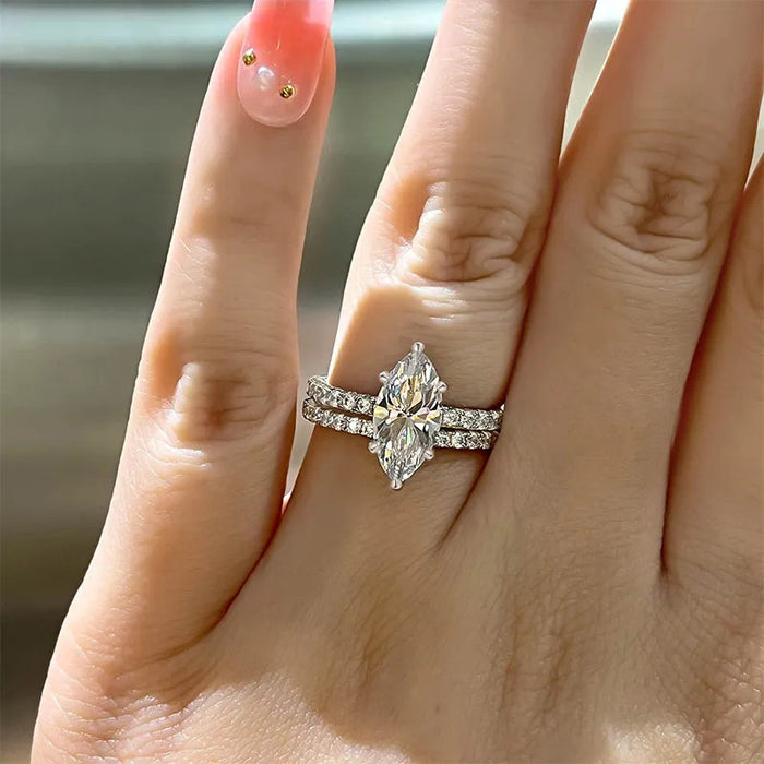 Anillos de pareja brillantes para mujer, regalo de boda con circonitas geométricas