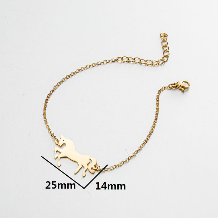 Unicorn pendant bracelet, niche design stainless steel animal bracelet wholesale