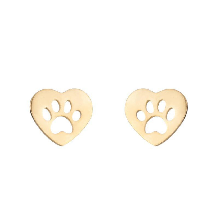 Bear Paw Stainless Steel Stud Earrings - Cute and Playful Animal Jewelry for Everyday Wear