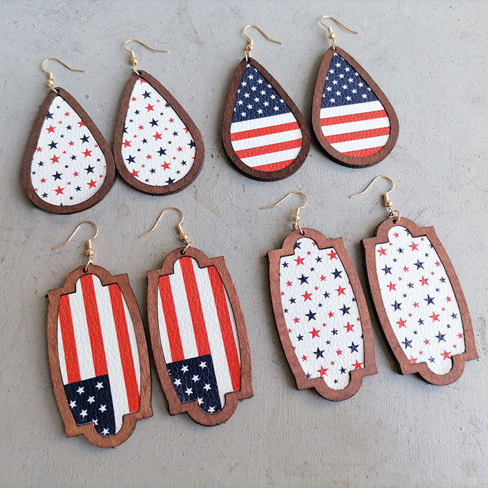 Wooden patriotic earrings