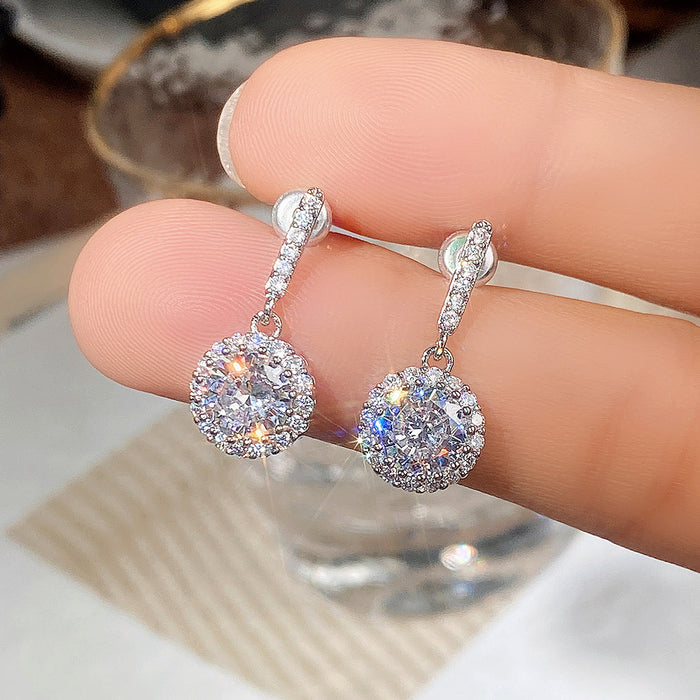 Geometric round zircon earrings fashion earrings for women