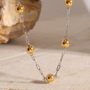 Stainless steel color matching beaded necklace clavicle chain titanium steel necklace pendant - wallojewerly 