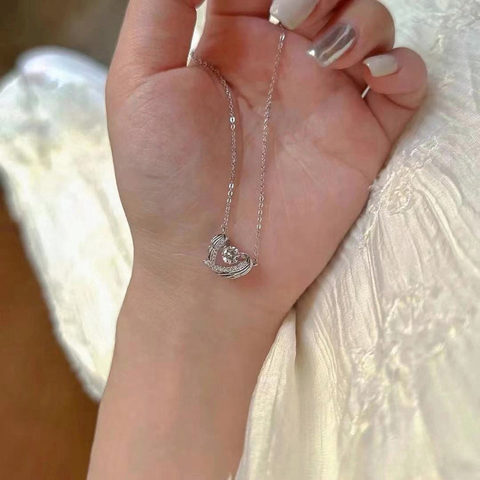 Feather Heart Hollow Necklace