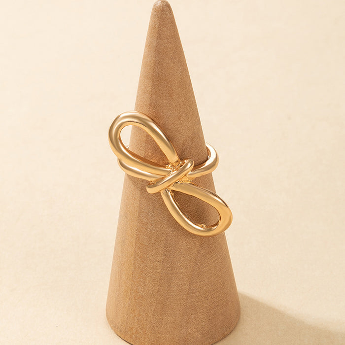 Minimalist Geometric Bow Knot Ring - Fashionable Simple Line Rings for Women