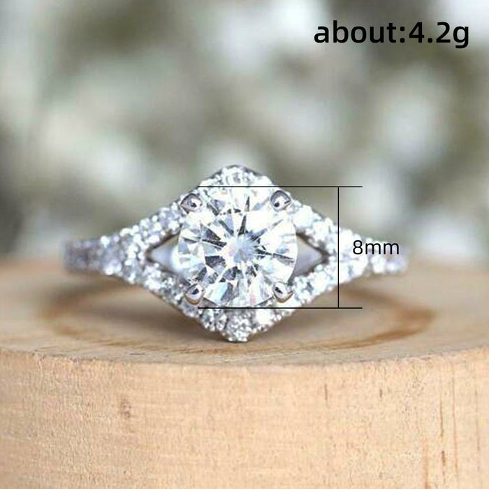 Classic round micro-diamond zircon ring, hollow simple fashion trend jewelry