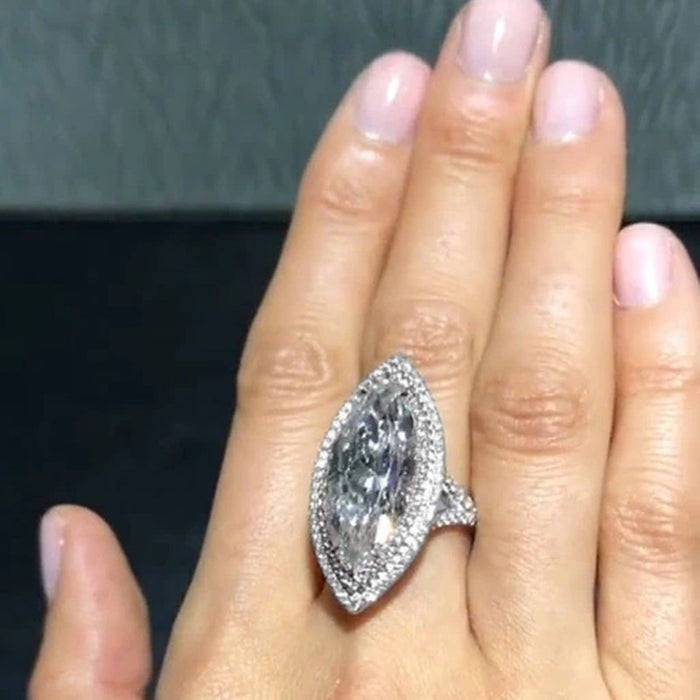 Anillo de circonita marquesa para novia, anillo romántico para boda