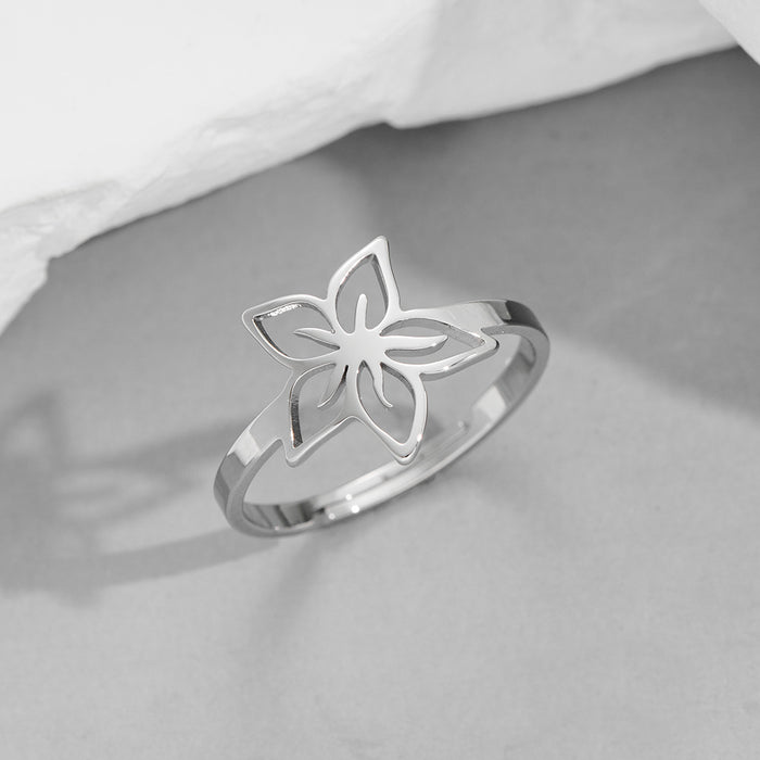 Forest plum blossom ring, Korean stainless steel flower open ring wholesale