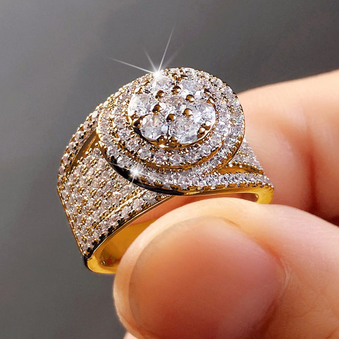 Hip-hop style men's diamond ring European and American trend luxury full-studded zircon ring