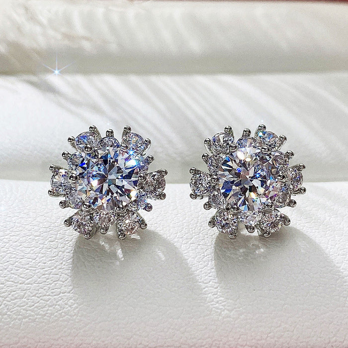 Diamond flower earrings