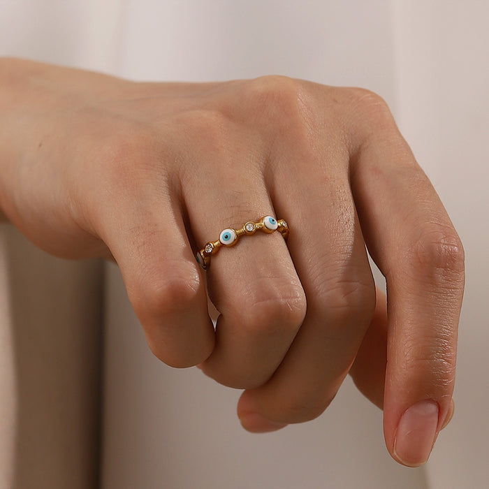 Minimalist 18K Gold Plated Stainless Steel Ring with Geometric Design