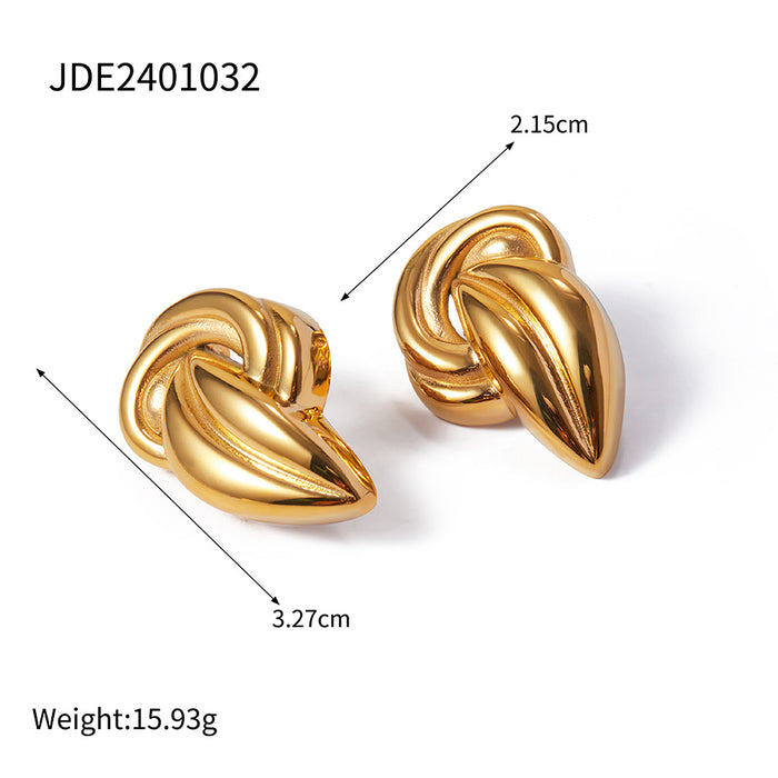 18K Gold Plated Titanium Steel Heart Stud Earrings - Elegant Fashion Jewelry