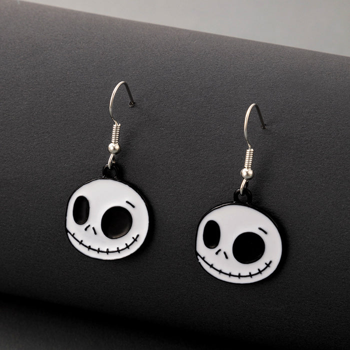 Halloween horror skull oil drip earrings