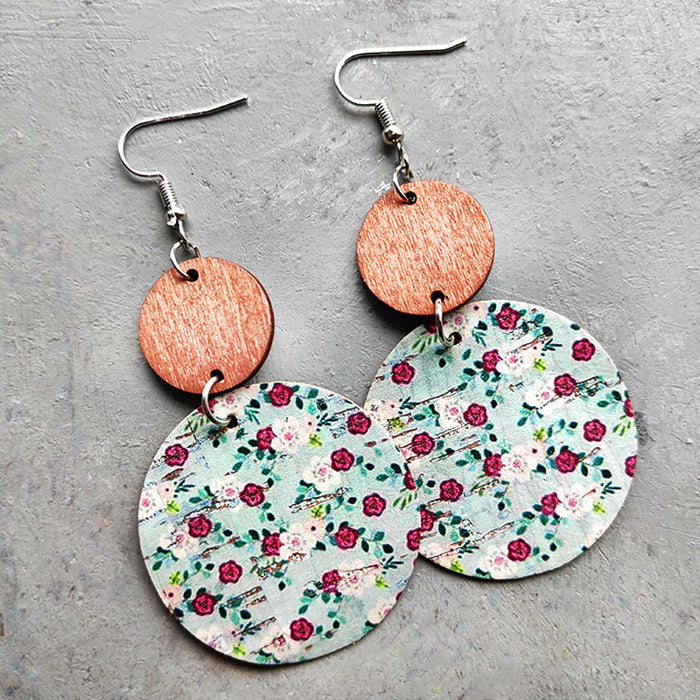 Wooden flower earrings