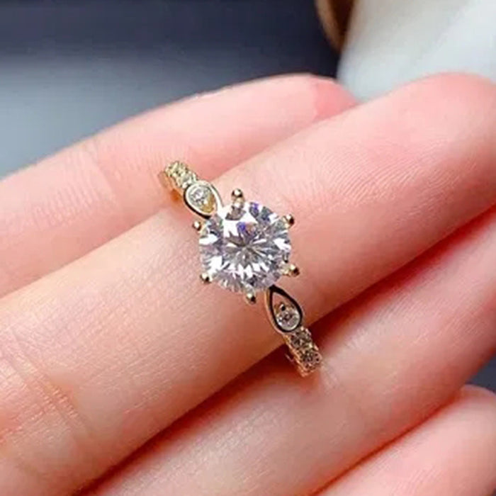 Anillo de bodas romántico con circonitas de ocho corazones y ocho flechas