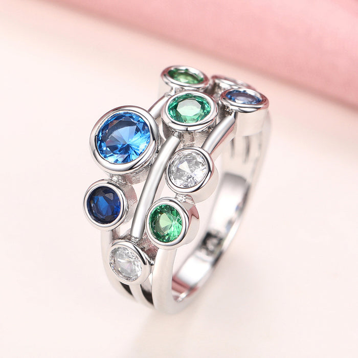 Personalized colorful round ring, high-end and versatile birthday index finger ring