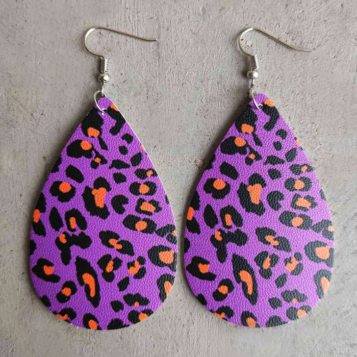 Halloween PU Leather Earrings with Creepy Clown and Blood Stain Design