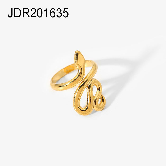 Textured 18K Gold Plated Stainless Steel Ring - High-End Fashion