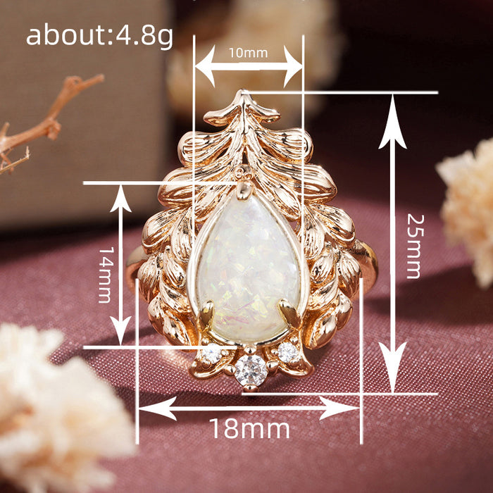 Anillo vintage de zafiro de imitación en forma de onda para mujer